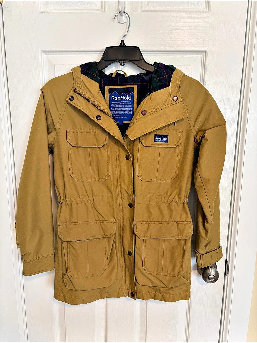 Penfield Kasson Parka Plaid Lined Utility Jacket Brown & Blue Small